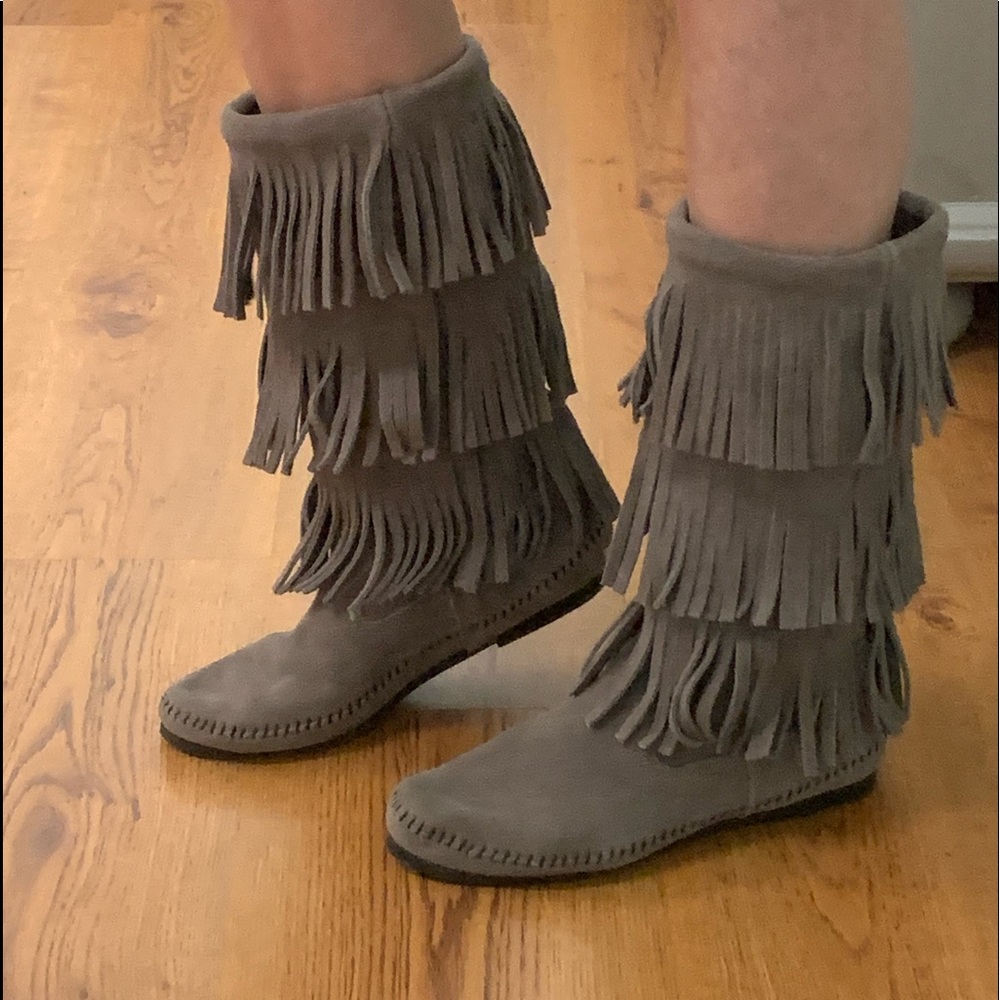 Minnetonka 3-Layer Fringe Moccasin Boots